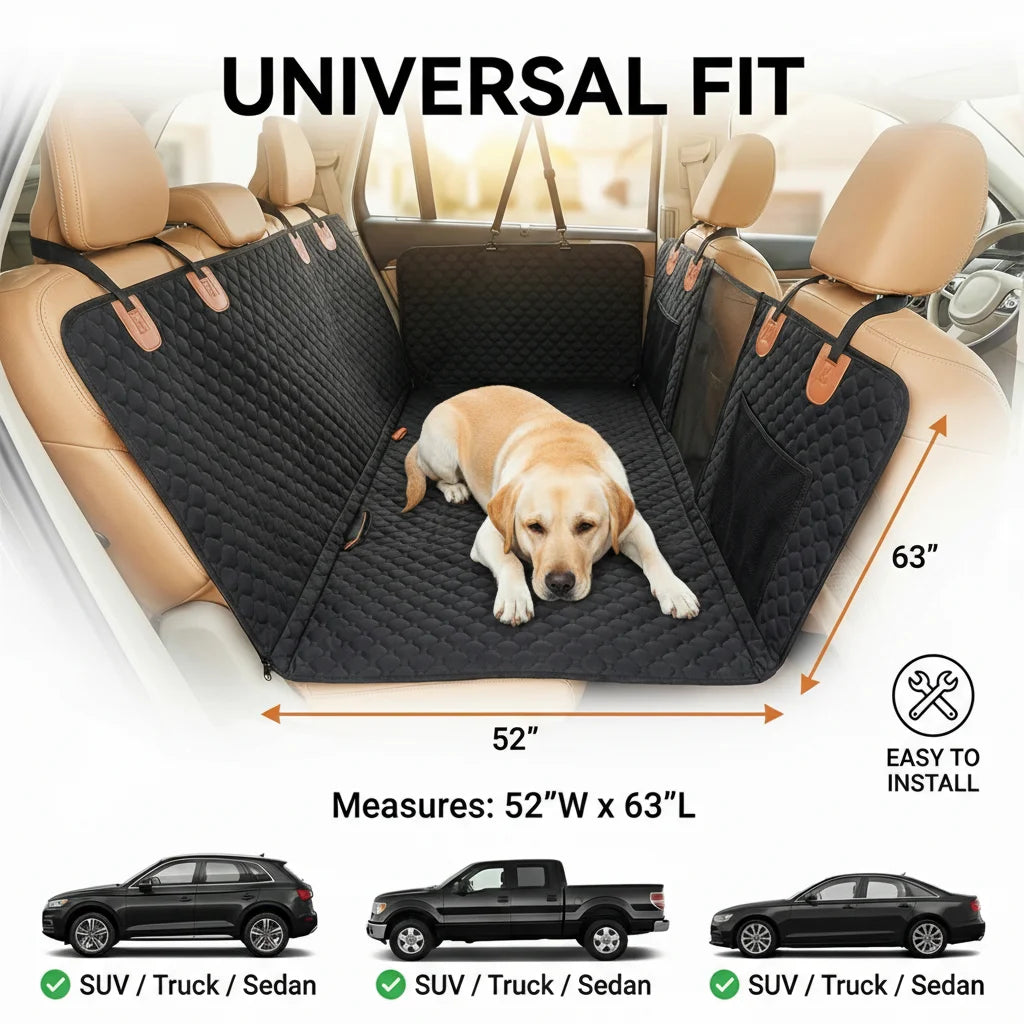 Cama de Carro Convertível para Cães, Capa de Banco Extensível e Impermeável com Base Antiderrapante, Tapete Confortável para Carro, SUV e Camião.