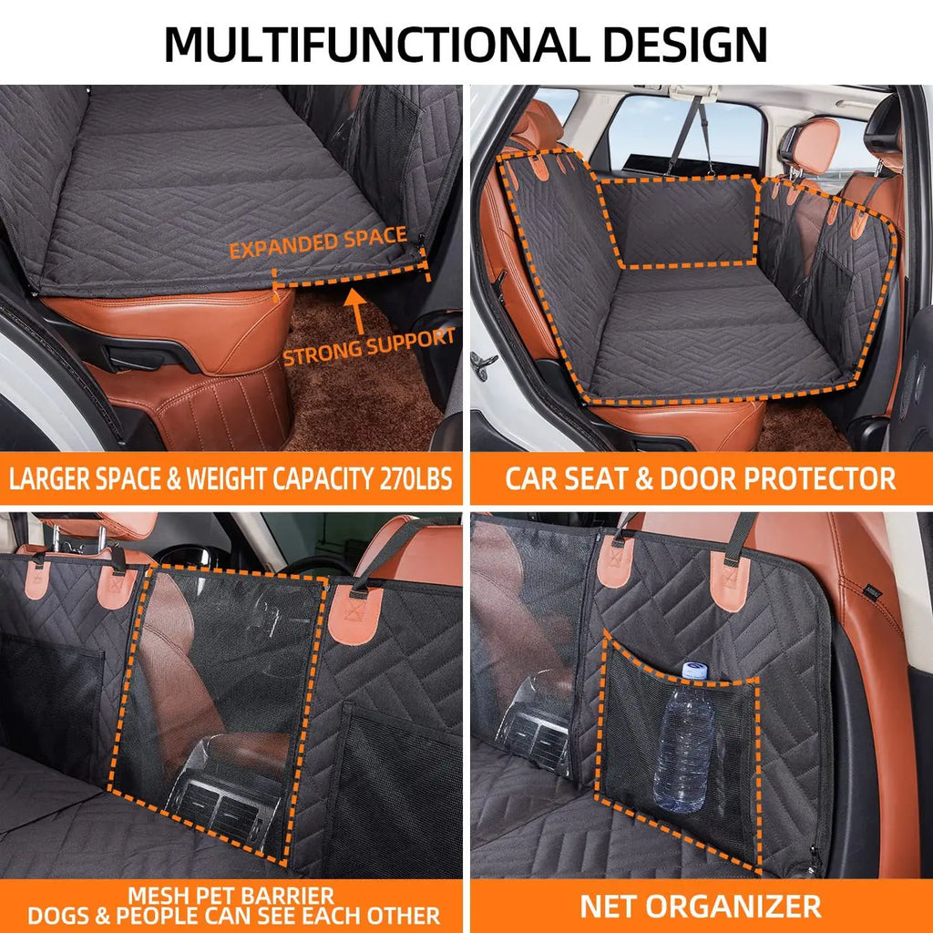 Cama de Carro Convertível para Cães, Capa de Banco Extensível e Impermeável com Base Antiderrapante, Tapete Confortável para Carro, SUV e Camião.