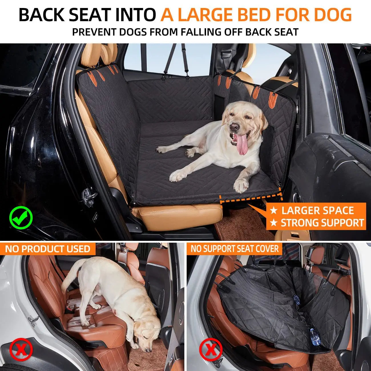 Cama de Carro Convertível para Cães, Capa de Banco Extensível e Impermeável com Base Antiderrapante, Tapete Confortável para Carro, SUV e Camião.